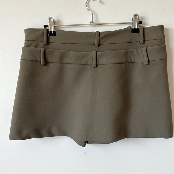 Brand New w Tags! ZARA Dark Khaki Double Belt Skirt-Shorts Size M - Picture 6 of 7